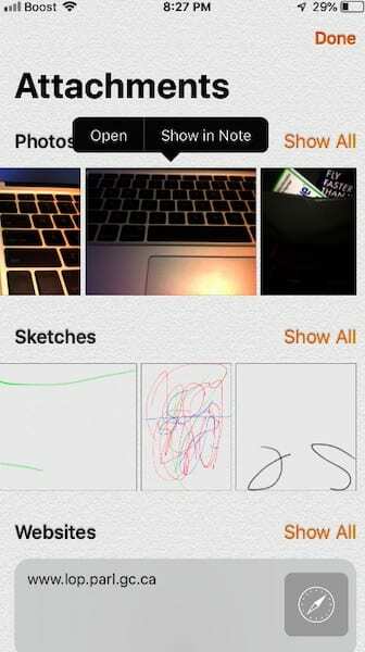 Comment trouver des pièces jointes dans Notes sur votre iPhone