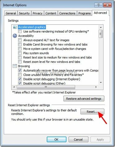 Advanced Reset Internet Explorer - wintips.org