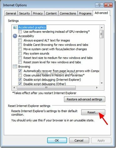 Advanced Reset Internet Explorer – wintips.org