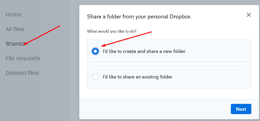 Dropbox neuen Ordner erstellen und teilen