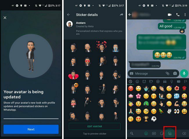 Menggunakan avatar WhatsApp