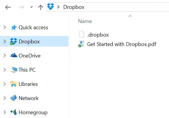 ikona dropbox dodaj ukloni navigacijsko okno