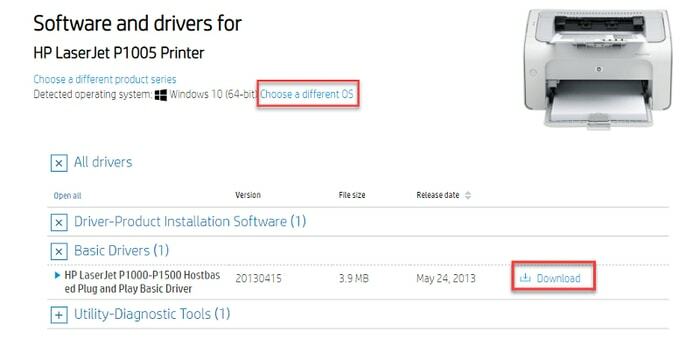 Laden Sie den HP LaserJet P1005-Treiber herunter