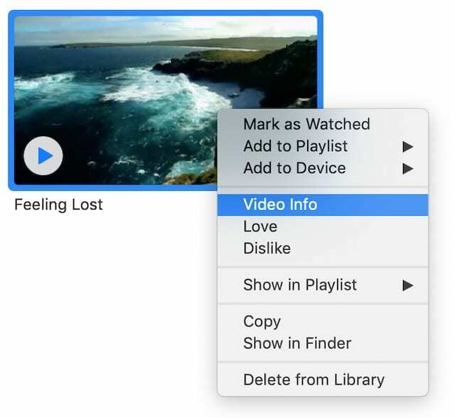 Control-Klick-Optionen in iTunes