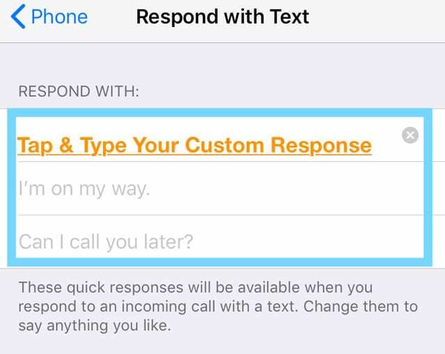 crear una respuesta personalizada a la función de respuesta de texto del iPhone