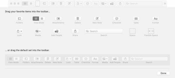 Personalizar la barra de herramientas de notas-Mac