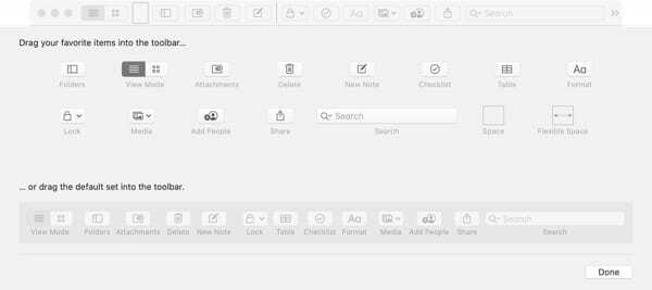 Aanpassen van Notes Toolbar-Mac