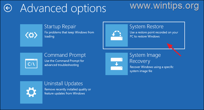 восстановить Windows 10 с восстановлением системы