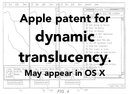 Apple 특허 - OS X 창 투명도 메인 사진