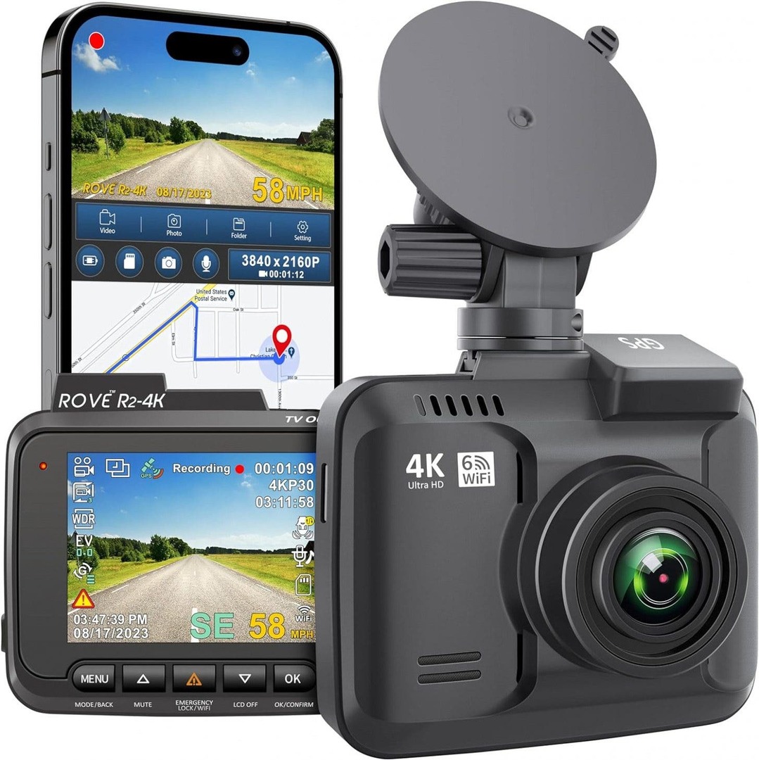 Rove R2-4K Dash Cam עם WiFi ו-GPS מובנה (19.99)