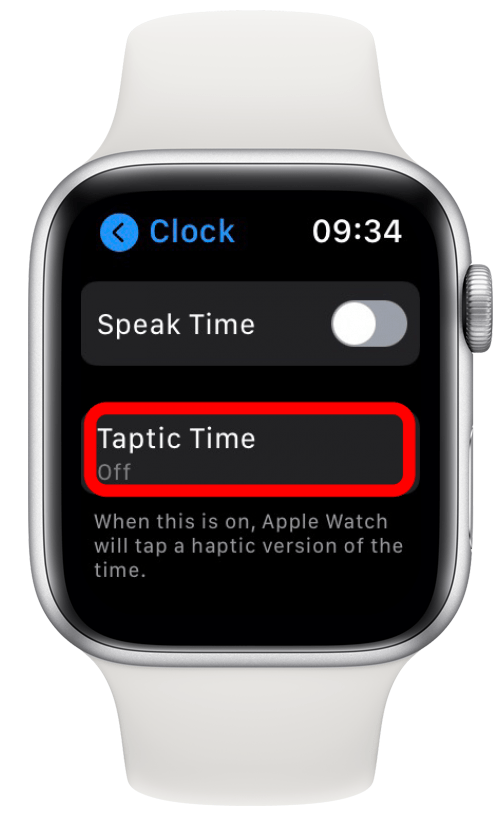Puudutage valikut Taptic Time.