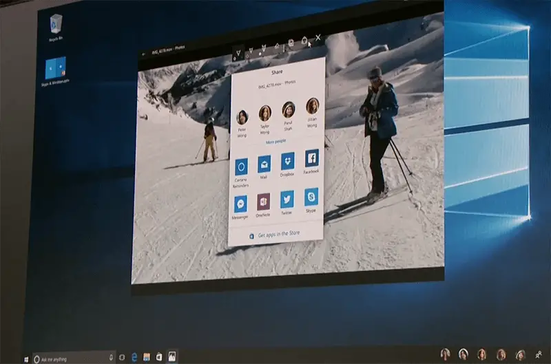 windows 10 nou partajare ui