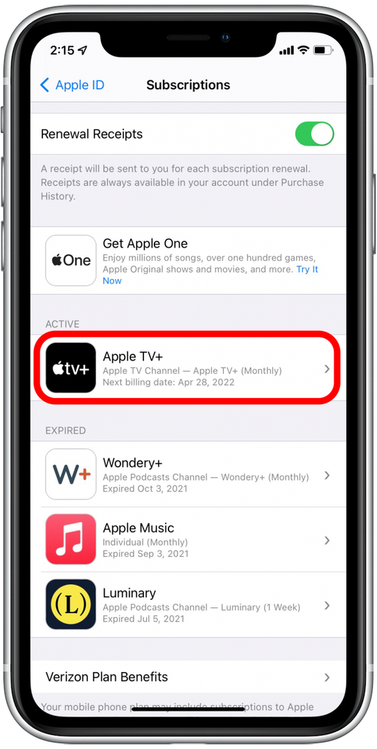 Коснитесь Apple TV+ — как отключить AppleTV