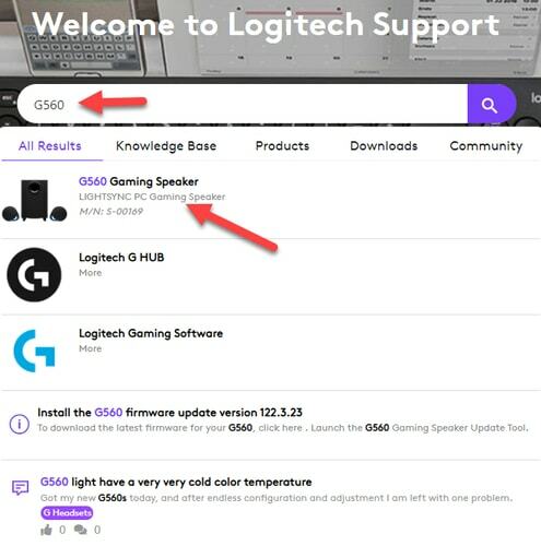 اكتب رقم الطراز في مربع البحث أو اختر فئة منتج Logitech