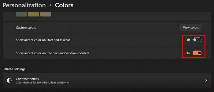 Windows 11 zeigt Akzentfarben