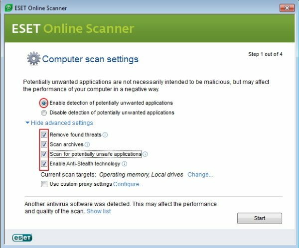 Eset Çevrimiçi Tarayıcı