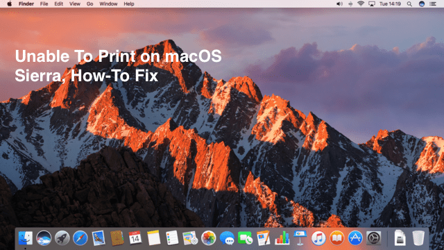 macOS सिएरा प्रिंटिंग मुद्दे