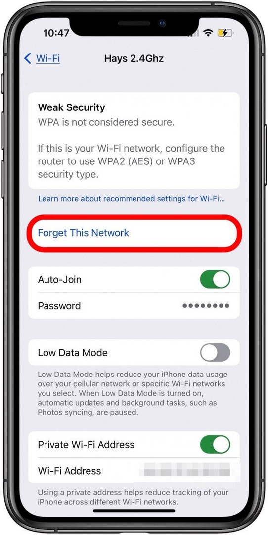 यदि आईपैड या आईफोन वाईफाई से कनेक्ट नहीं होता है तो वाईफाई नेटवर्क को भूल जाइए