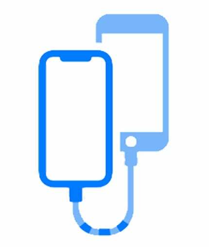 Icono de iOS para conexión por cable entre dispositivos nuevos y antiguos