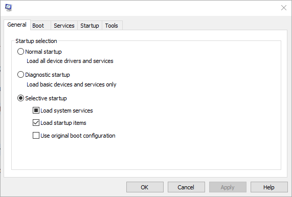 Ventana de configuración del sistema,