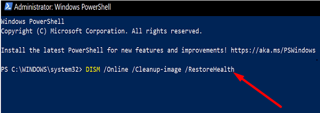 paleiskite-DISM-Windows-PowerShell