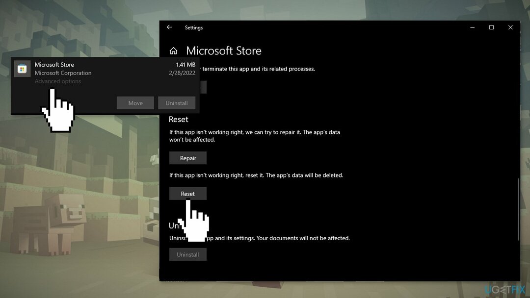 Állítsa vissza a Microsoft Store alkalmazást