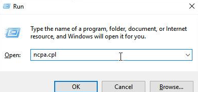 çalıştırma kutusunda ncpa.cpl