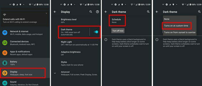 Расписание темного режима Android 11