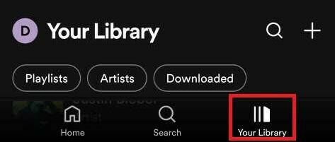 Приложение Spotify и нажмите на опцию «Ваша библиотека».