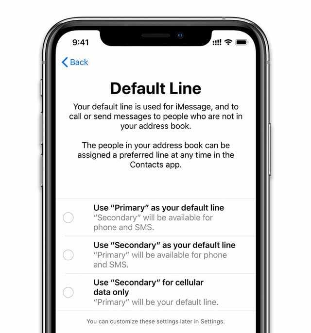 atlasiet noklusējuma līniju iPhone tālruņos ar dual sims ziņojumu