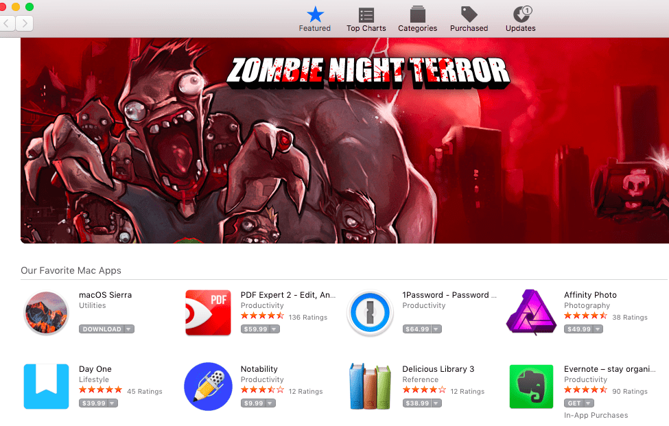 Pusty sklep Mac App Store 