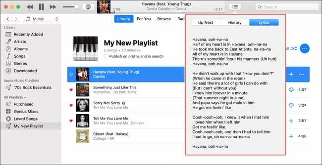 Songteksten bekijken op Mac