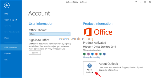 über Outlook - Office-Version