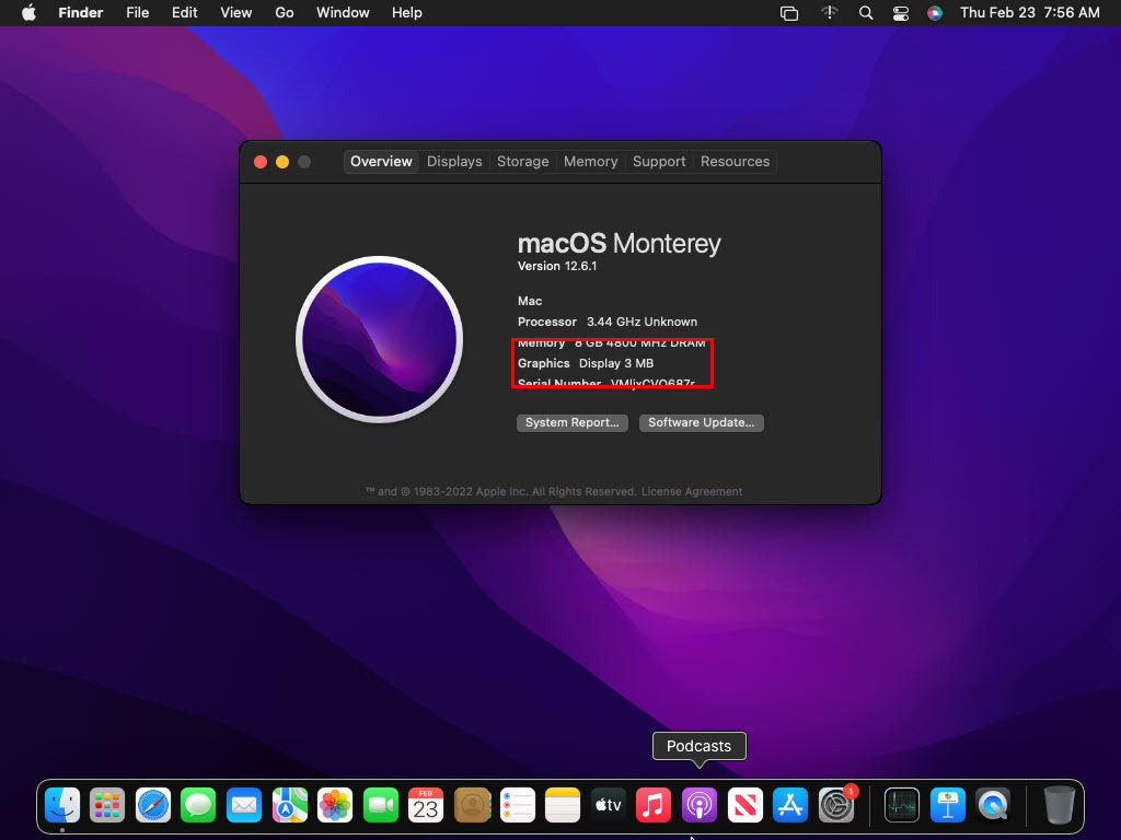 Memoria VRAM o gráfica limitada antes de usar VMware Tools en macOS invitado