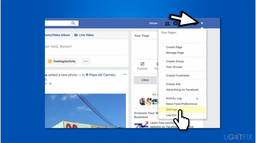 Abrir la configuración de Facebook