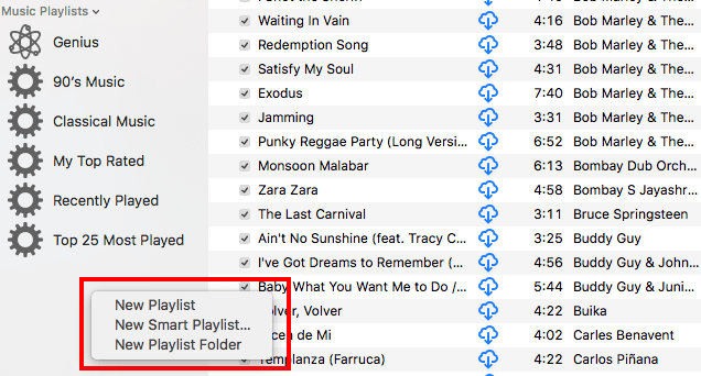 iTunes 12.5.3 יצירת רשימת השמעה