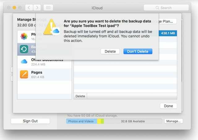 Como excluir backups do iCloud 