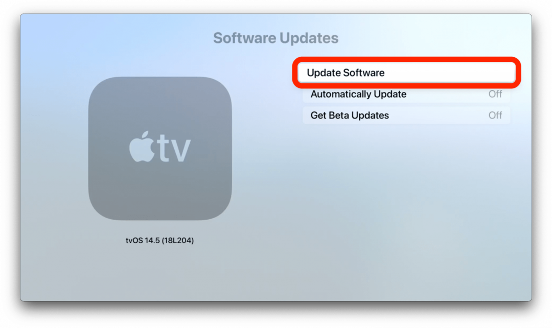 Actualizare manuală Apple TV