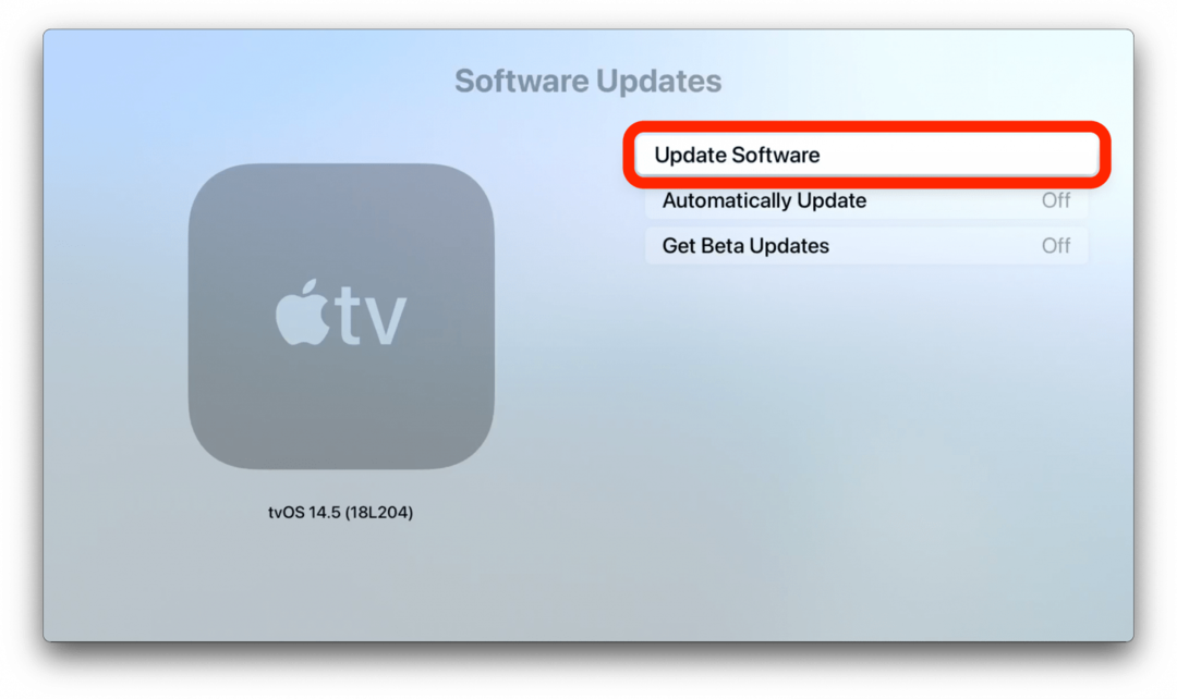 Apple TV käsitsi värskendus