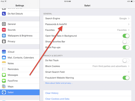 Safari-salasanat ja automaattinen täyttö iPhonesta tai iPadista