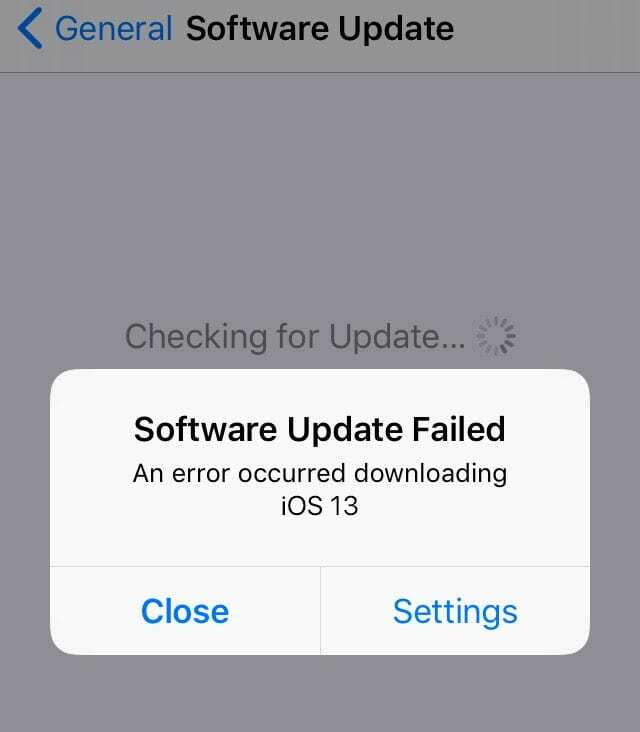 pembaruan perangkat lunak gagal untuk iOS 13 dan iPadOS