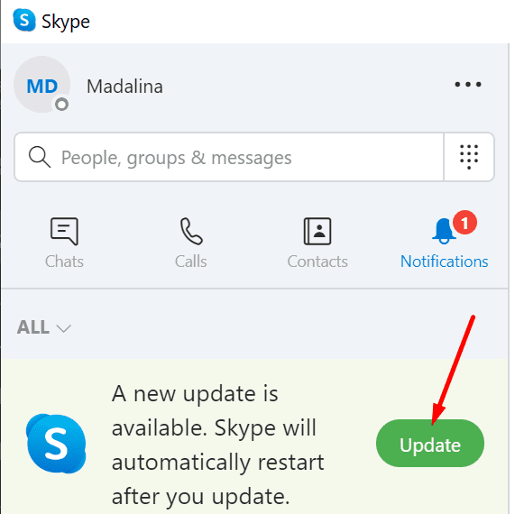 Skypeを更新する