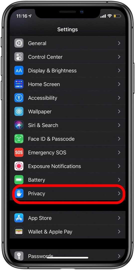הגדרות הפרטיות של האייפון