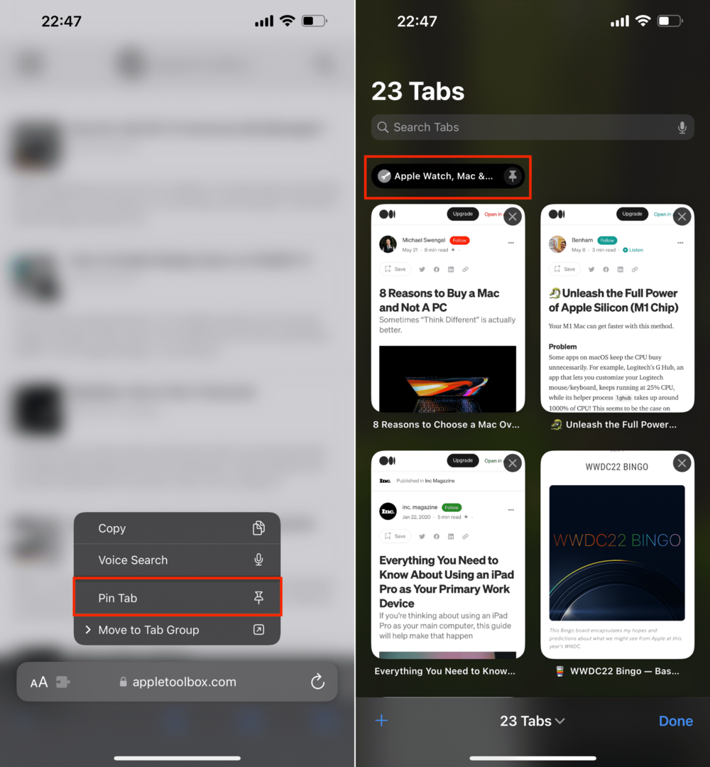 So heften Sie Safari-Tabs auf iPhone und iPad an - 1