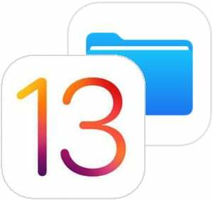 iOS 13 logotipas ir failų programos piktograma