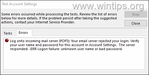 Outlook 0x800CCC92 - Αποτυχία σύνδεσης στο λογαριασμό Office365 POP3