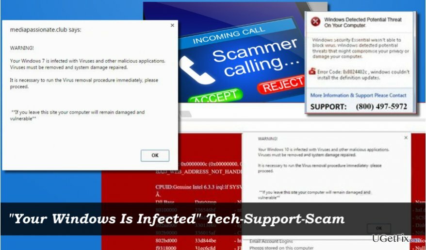 un esempio di " Your Windows Is Infected" Tech-Support-Scam