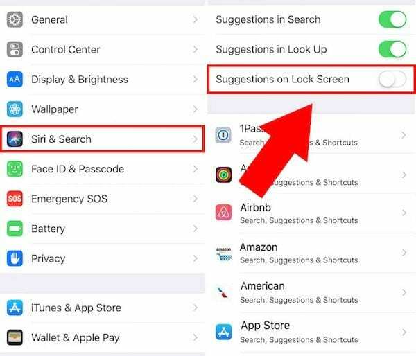 Отключить экран блокировки активных предложений Siri iOS 12