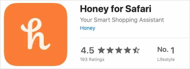 Honey extension på Mac App Store