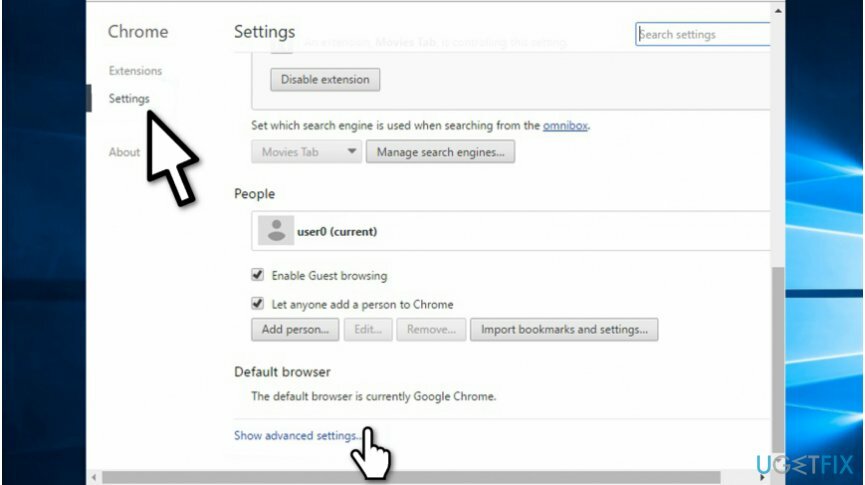 รีเซ็ตเบราว์เซอร์ Google Chrome